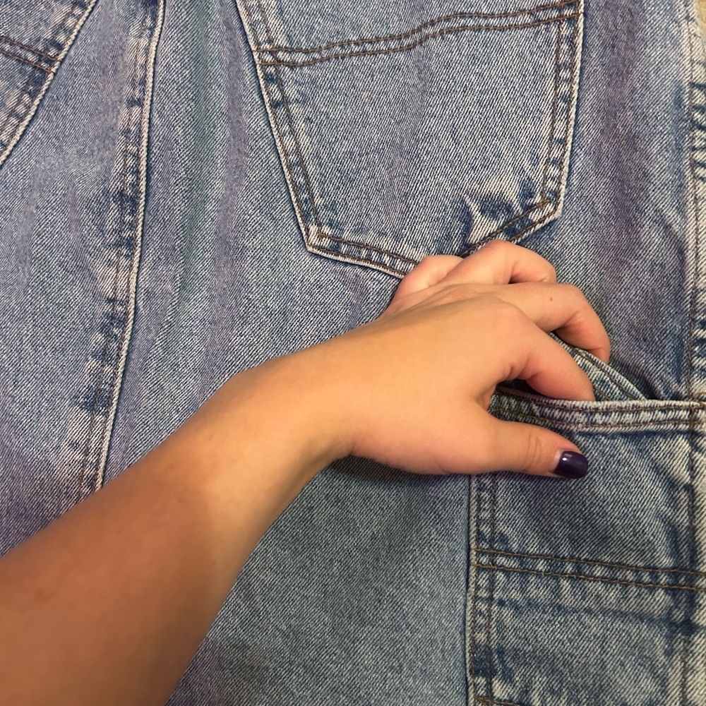 90’s Hollywood Denim Cargo Utility Jean Skirt 100% cotton light blue wash - Picture 7 of 8